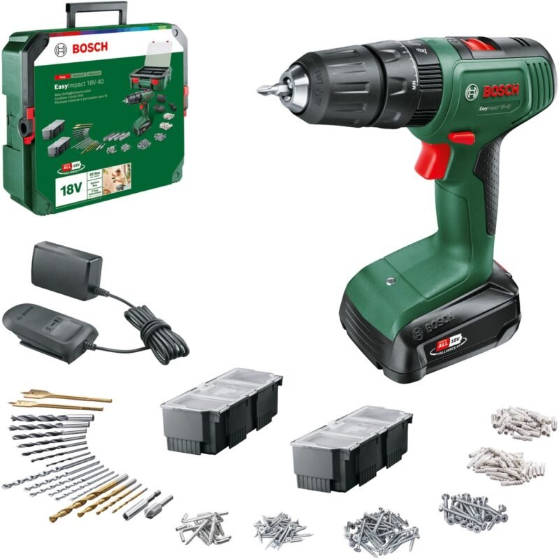 Bosch Akku-Schlagbohrschrauber EasyImpact 18V-40 + SystemBox Verde