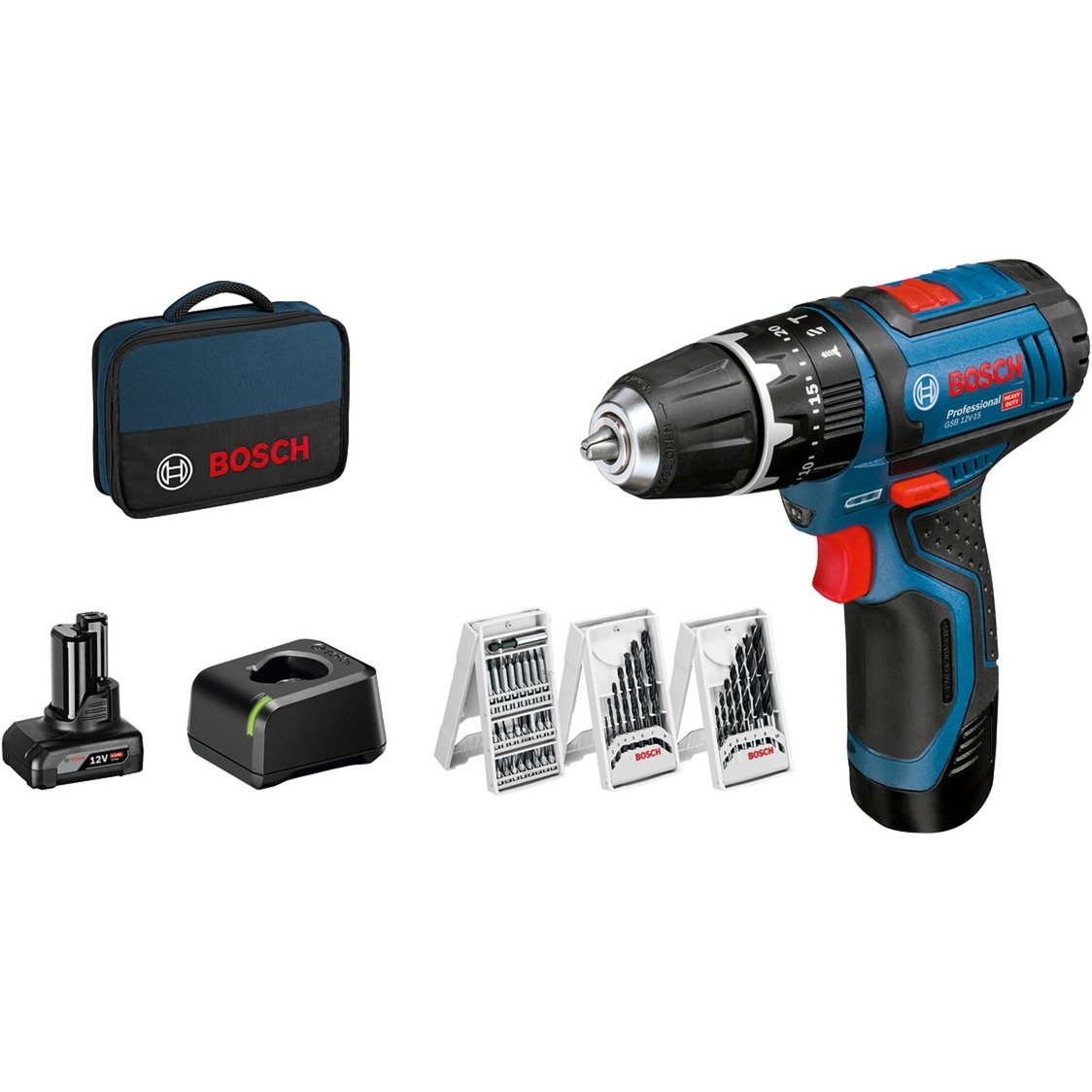 Bosch Akku-Schlagbohrschrauber GSB 12V-15 Professional Azul