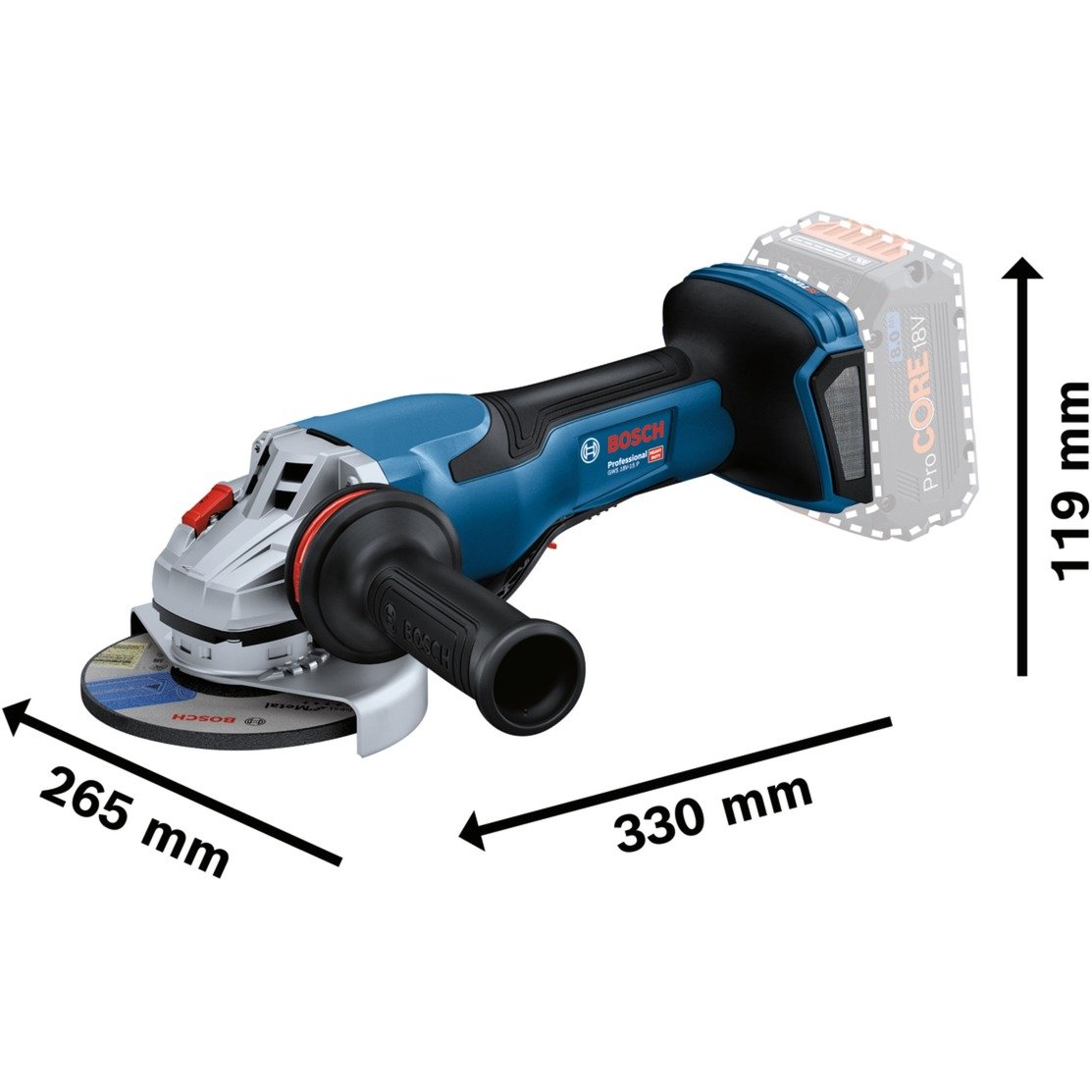 Bosch PRO Akku-Winkelschleifer BITURBO GWS 18V-15 P Professional solo Azul - Imagen 2