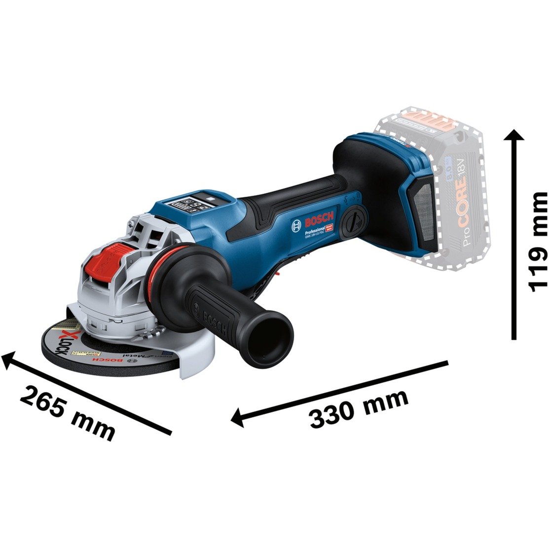 Bosch PRO X-LOCK Akku-Winkelschleifer BITURBO GWX 18V-15 PSC Professional solo Azul - Imagen 2