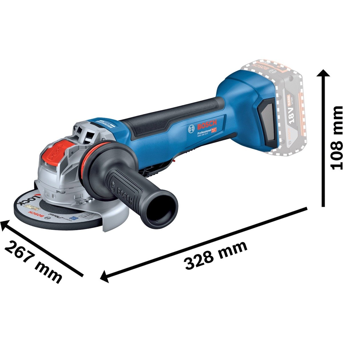 Bosch X-LOCK Akku-Winkelschleifer GWX 18V-10 P Professional solo Azul - Imagen 2