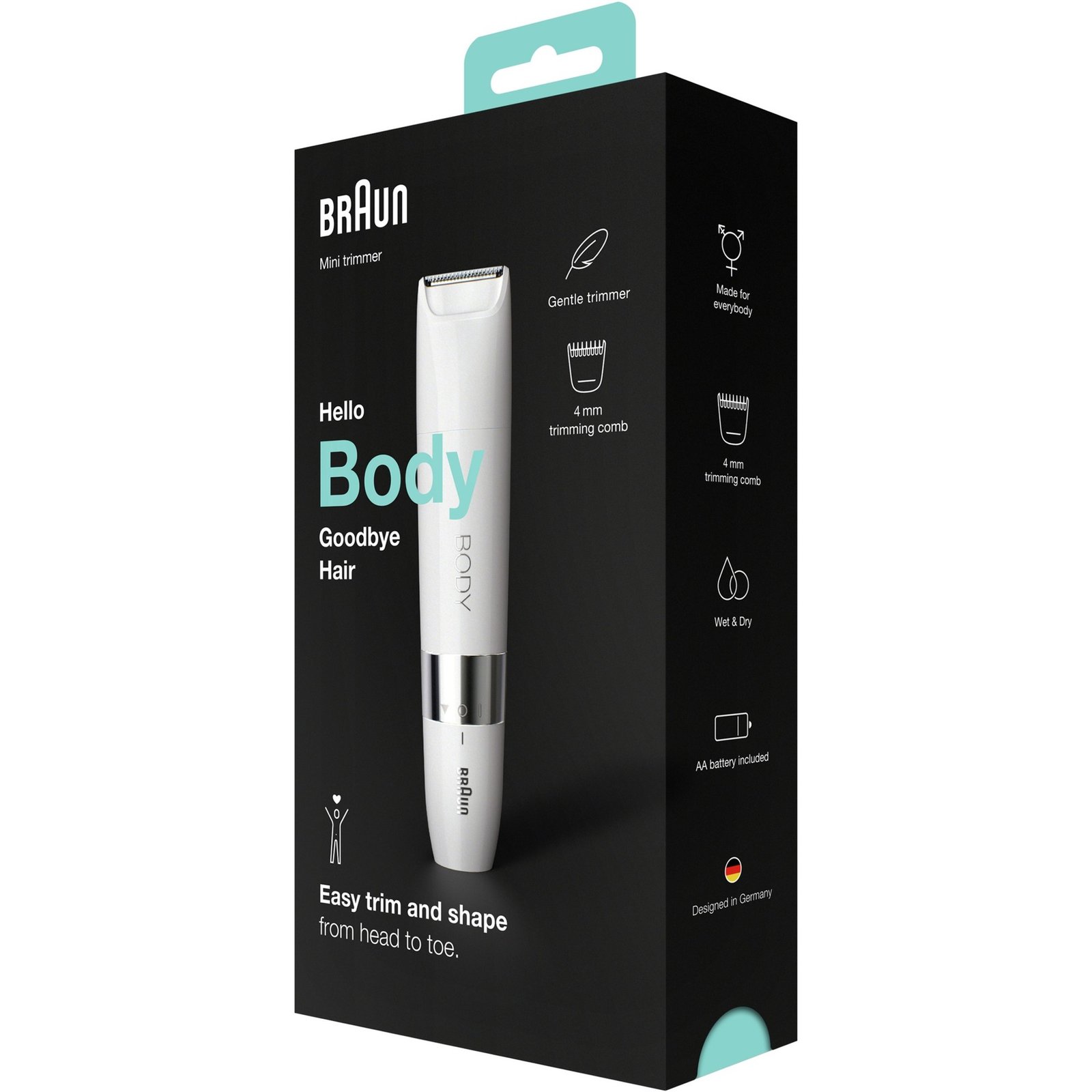 Braun Body BS1000 Mini-Körperhaartrimmer Blanco