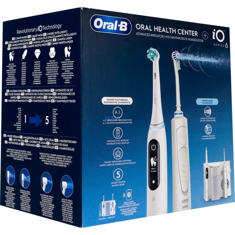 Braun Center OxyJet Reinigungssystem - Munddusche + Oral-B iO6 Blanco