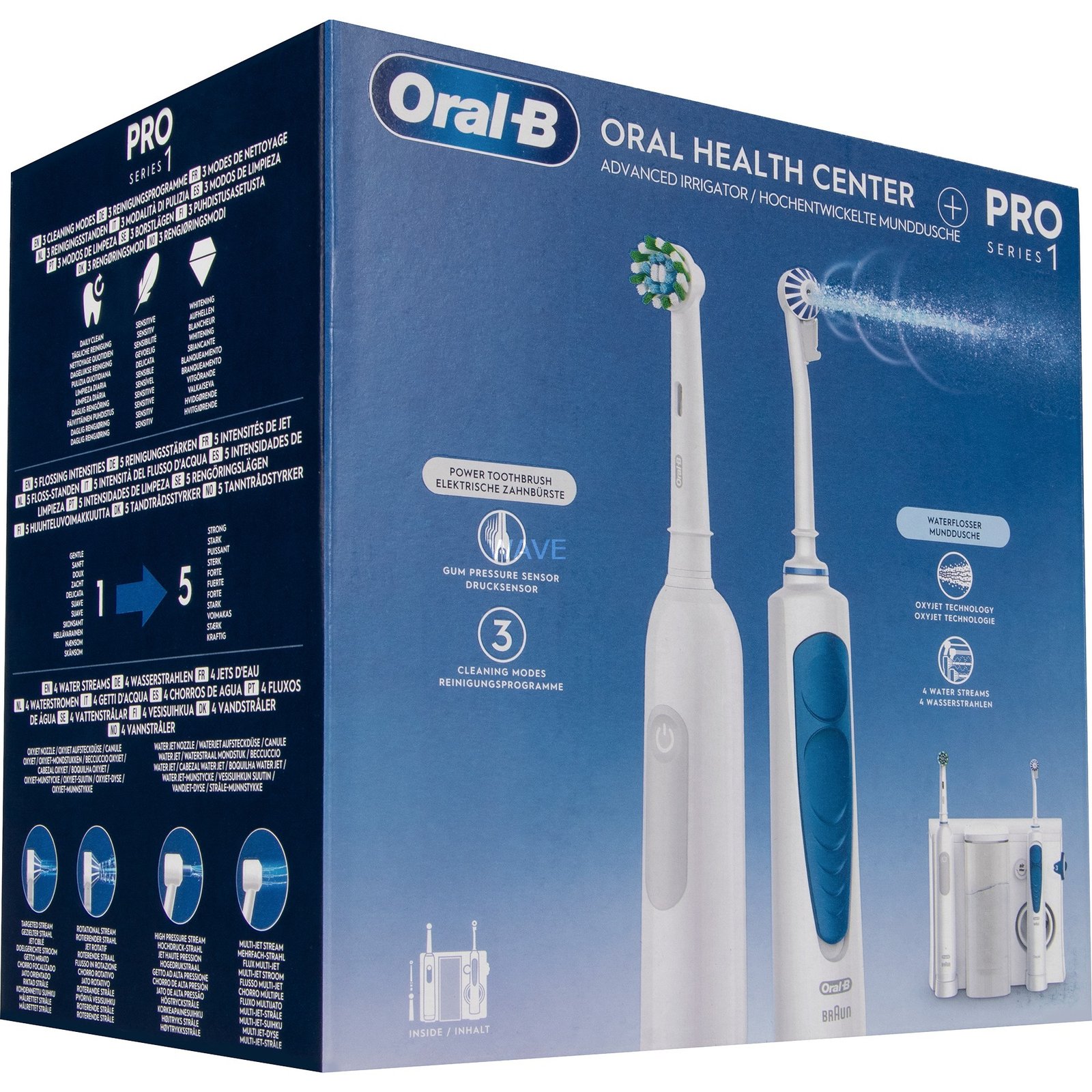 Braun Oral-B Center OxyJet Reinigungssystem - Munddusche + Oral-B Pro 1 Blanco