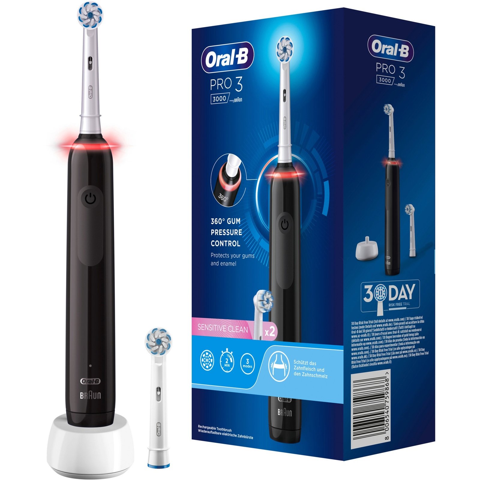 Braun Oral-B Pro 3 3000 Sensitive Clean Negro