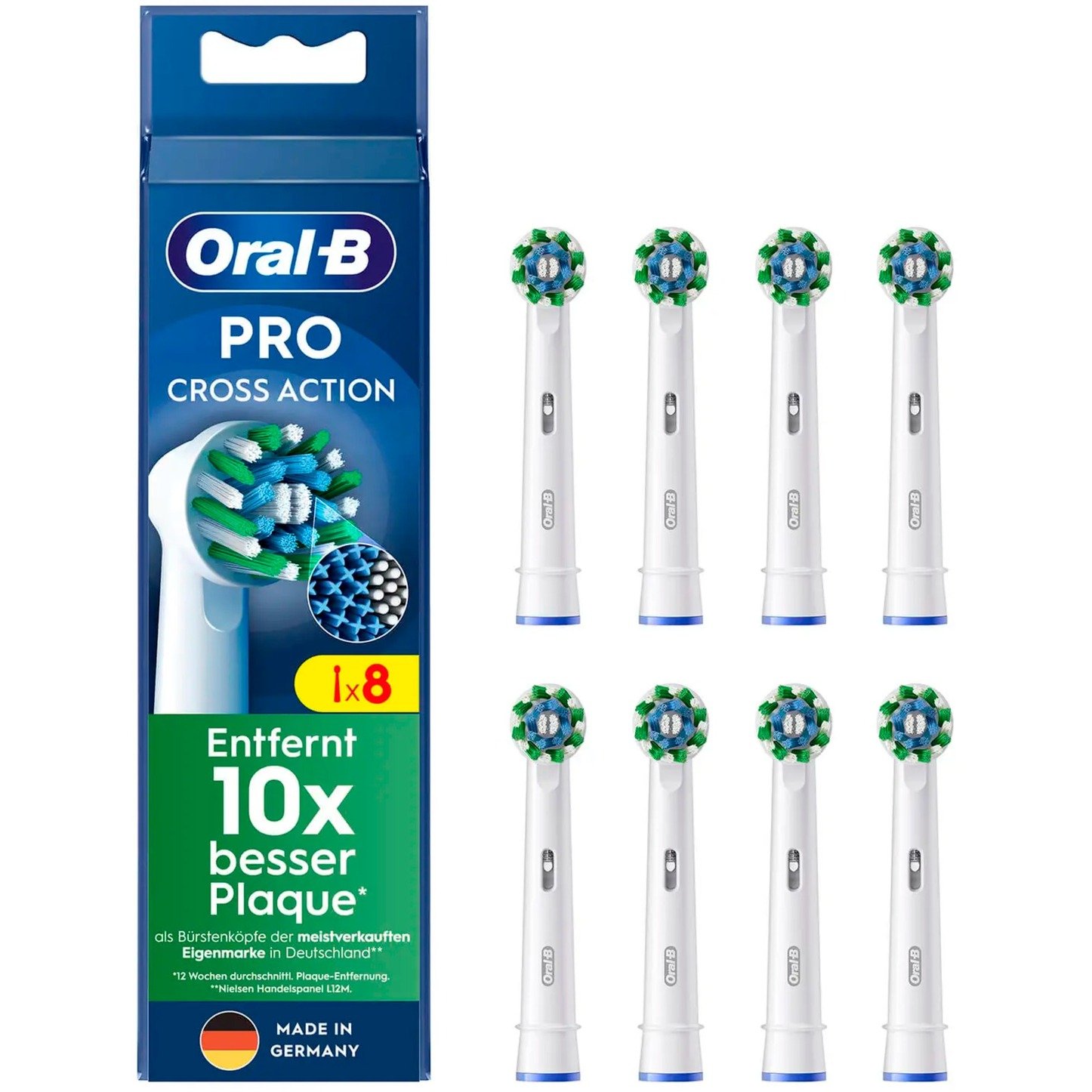 Braun Oral-B Pro Cross Action Aufsteckbürsten 8er-Pack Blanco