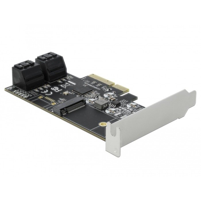 DeLOCK 4 Port SATA y 1 Slot M.2 Key B PCI Express x4 Karte - Low Profile Formfaktor