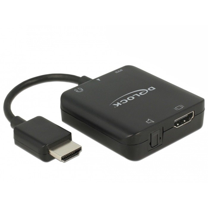 DeLOCK adaptador HDMI macho > HDMI + TOSLINK S/PDIF + 3 Negro