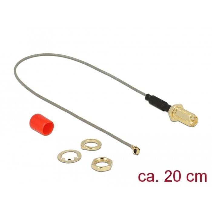 DeLOCK Antennenkabel RP-SMA (hembra zum Einbau) > MHF (macho) Gris