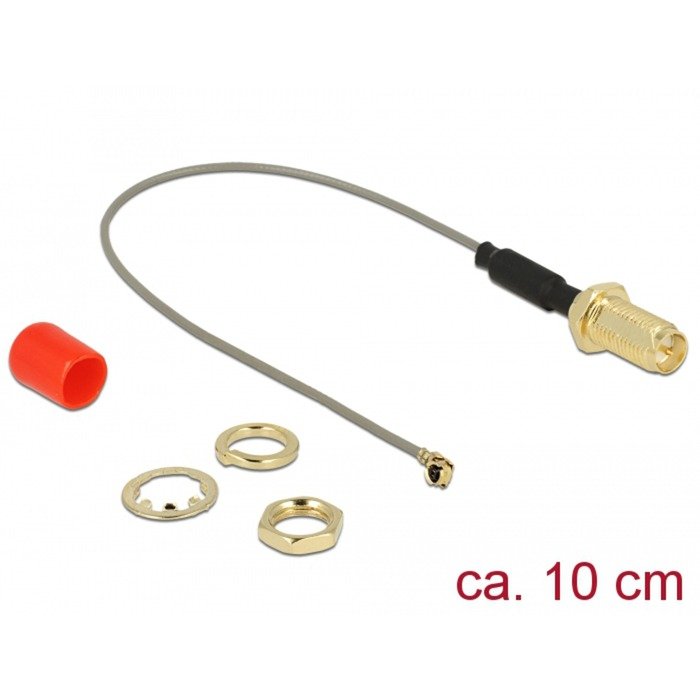 DeLOCK Antennenkabel RP-SMA (hembra zum Einbau) > MHF (macho) Gris