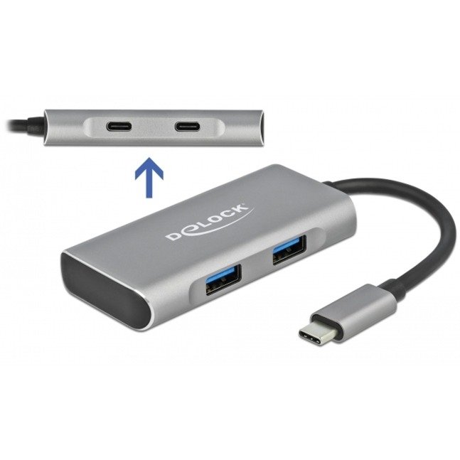DeLOCK Externer USB 3.2 Gen 2 USB Type-C Hub Gris - Imagen 2