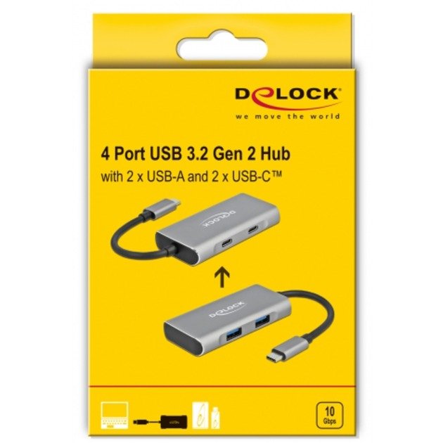 DeLOCK Externer USB 3.2 Gen 2 USB Type-C Hub Gris - Imagen 3