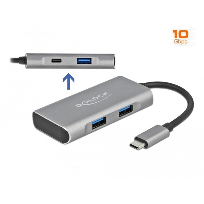 DeLOCK Externer USB 3.2 Gen 2 USB Type-C Hub Gris - Imagen 2