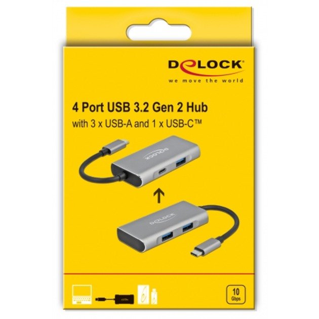 DeLOCK Externer USB 3.2 Gen 2 USB Type-C Hub Gris - Imagen 3