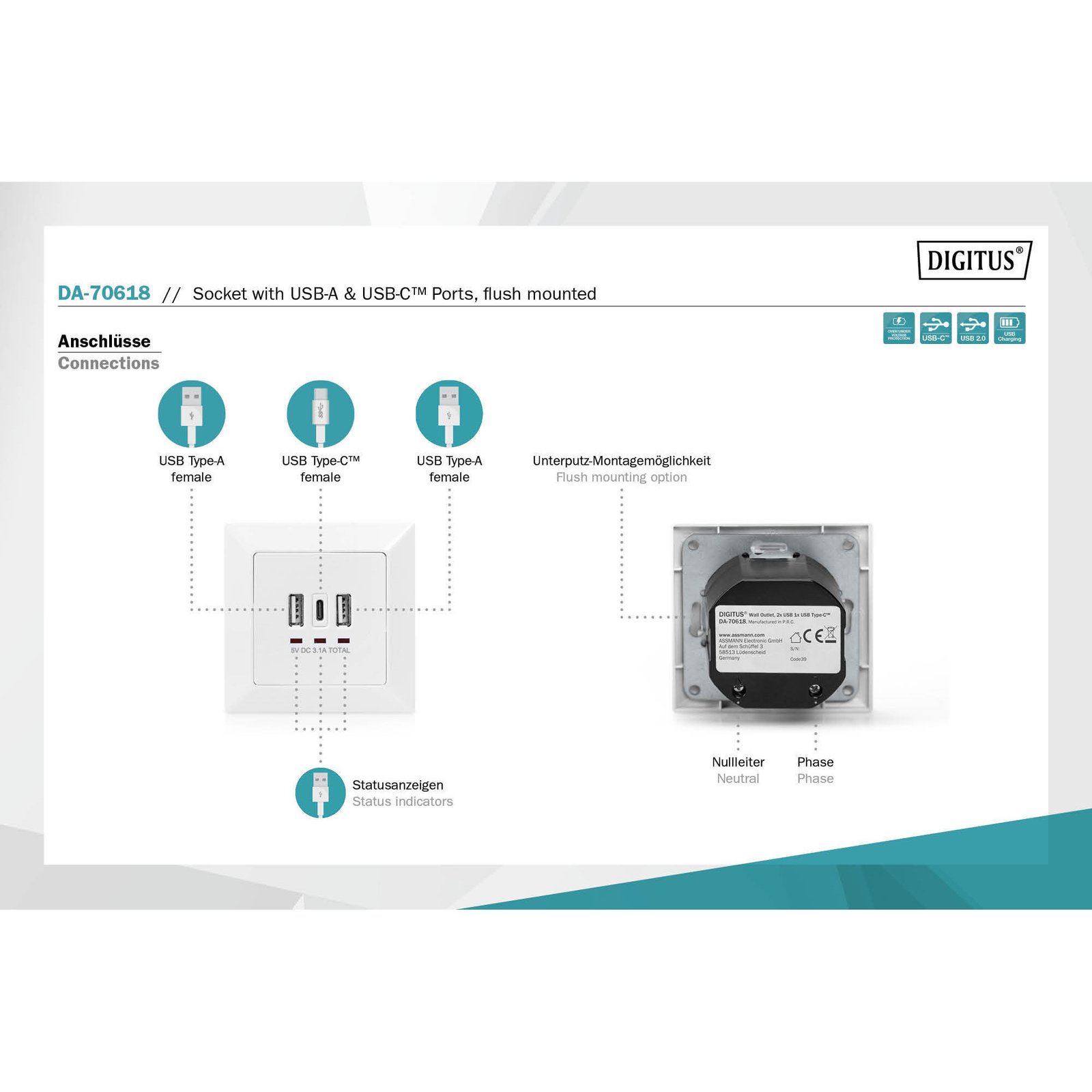 Digitus Steckdose Unterputz Blanco - Imagen 4