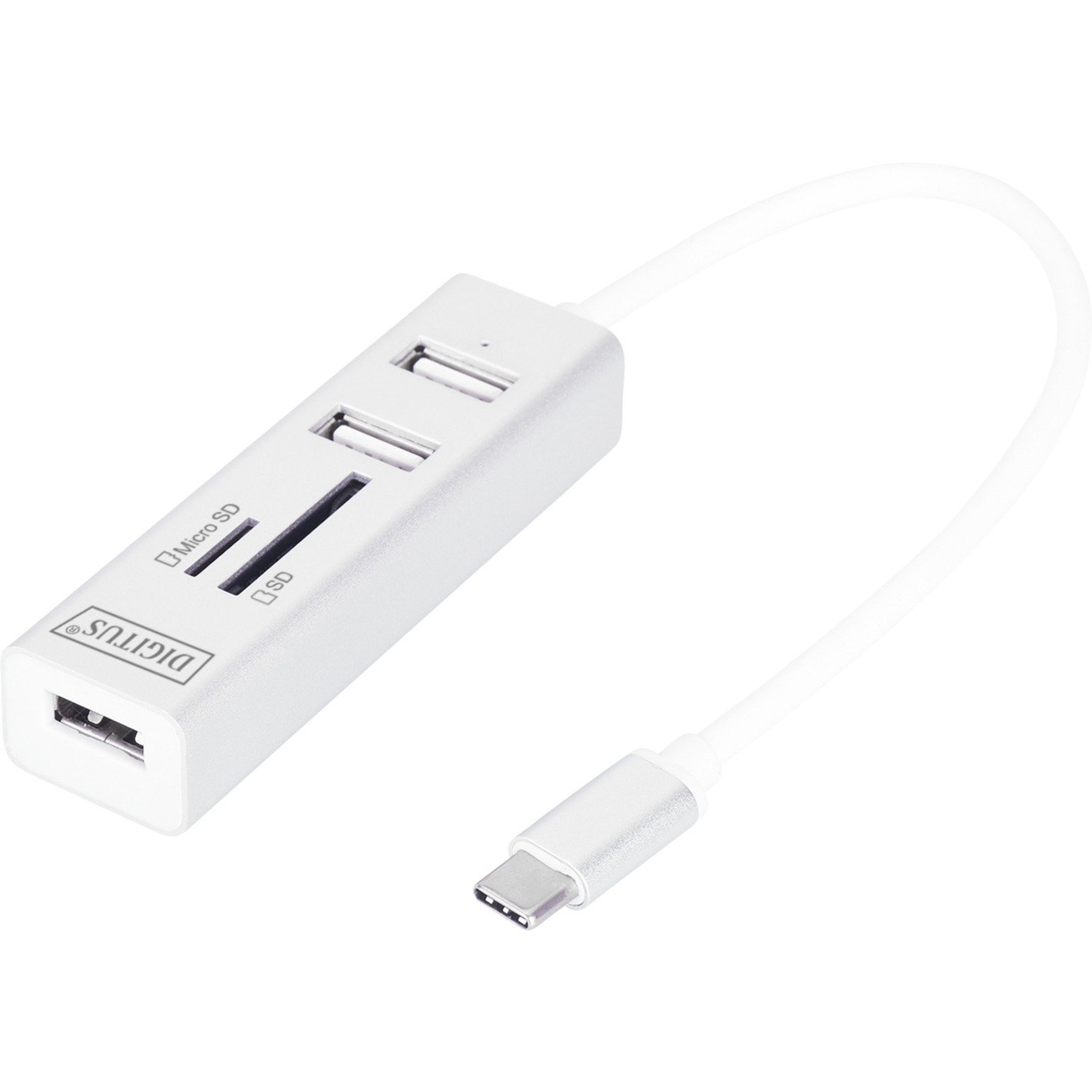 Digitus USB Typ-C OTG 3-Port Hub + Kartenleser Blanco