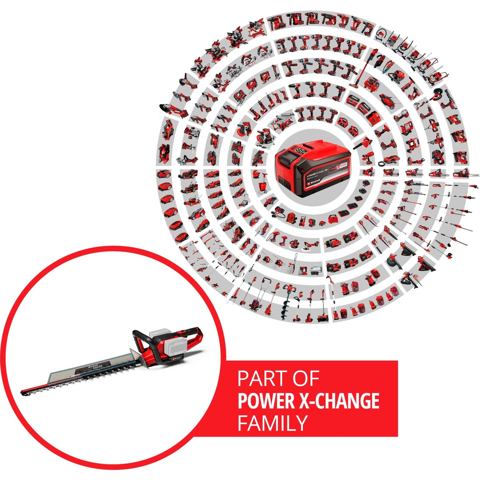 EINHELL Akku-Heckenschere GE-CH 36/65 Li-Solo Rojo - Imagen 2