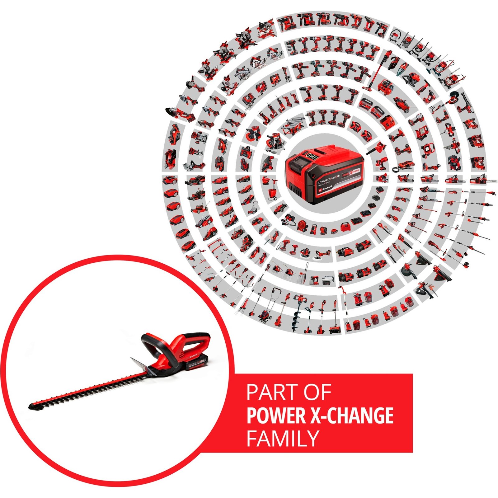 EINHELL Power X-Change Akku-Heckenschere GC-CH 1846 Li Rojo - Imagen 2