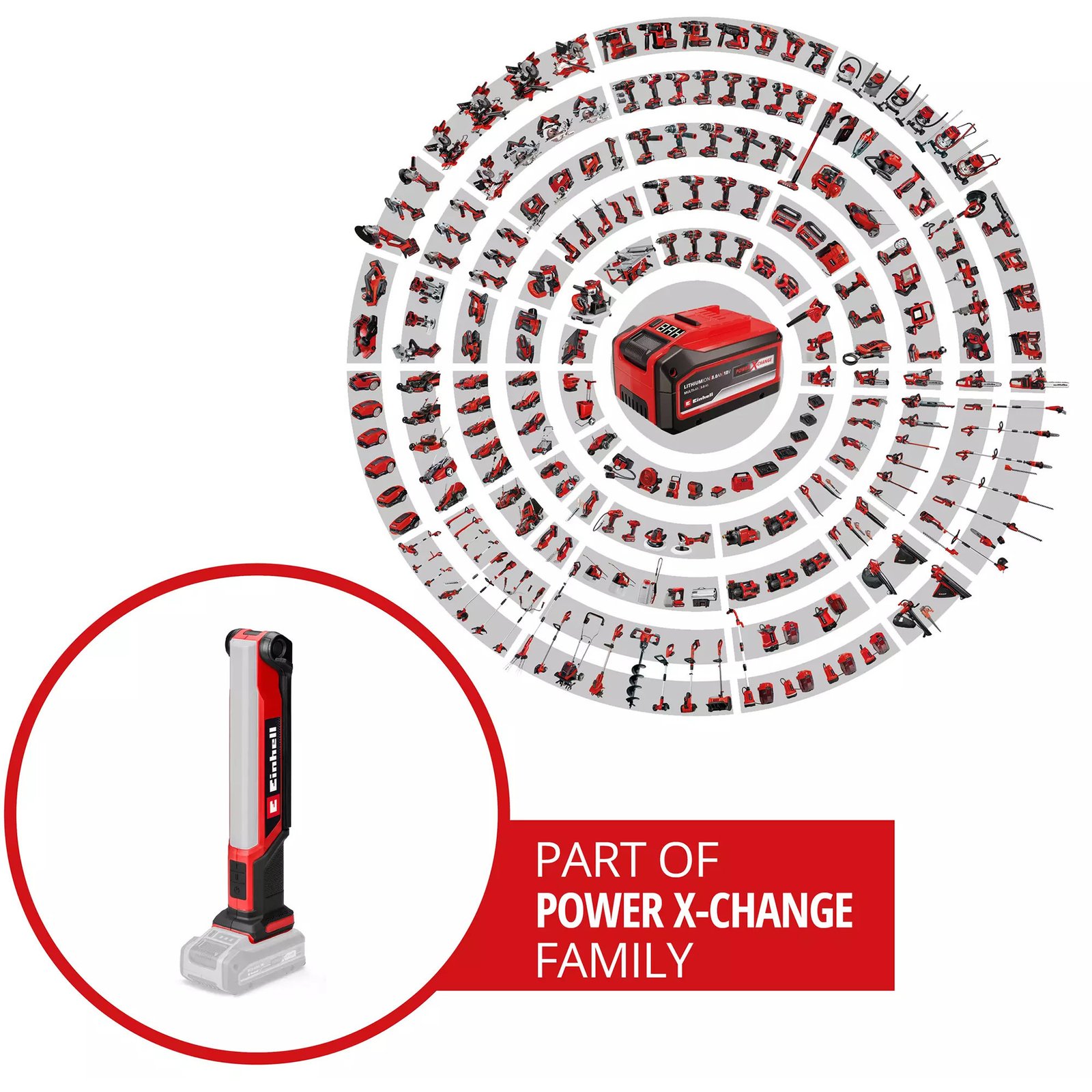 EINHELL Power X-Change Akku-Lampe TE-CL 18/1000 S Li - Solo Rojo - Imagen 2