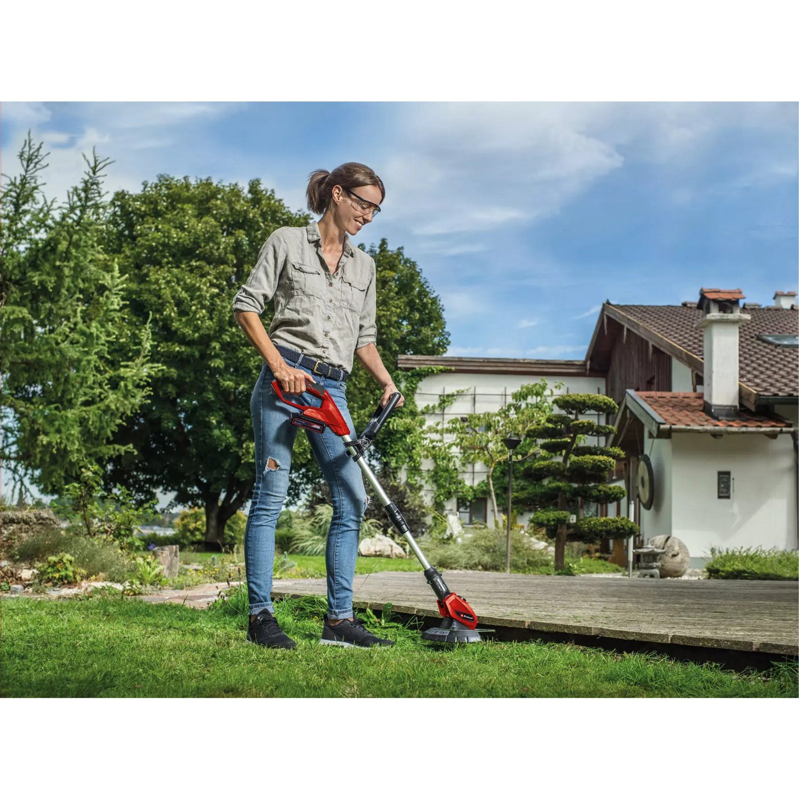 EINHELL Power X-Change Akku-Rasentrimmer GE-CT 18 Li Rojo - Imagen 3