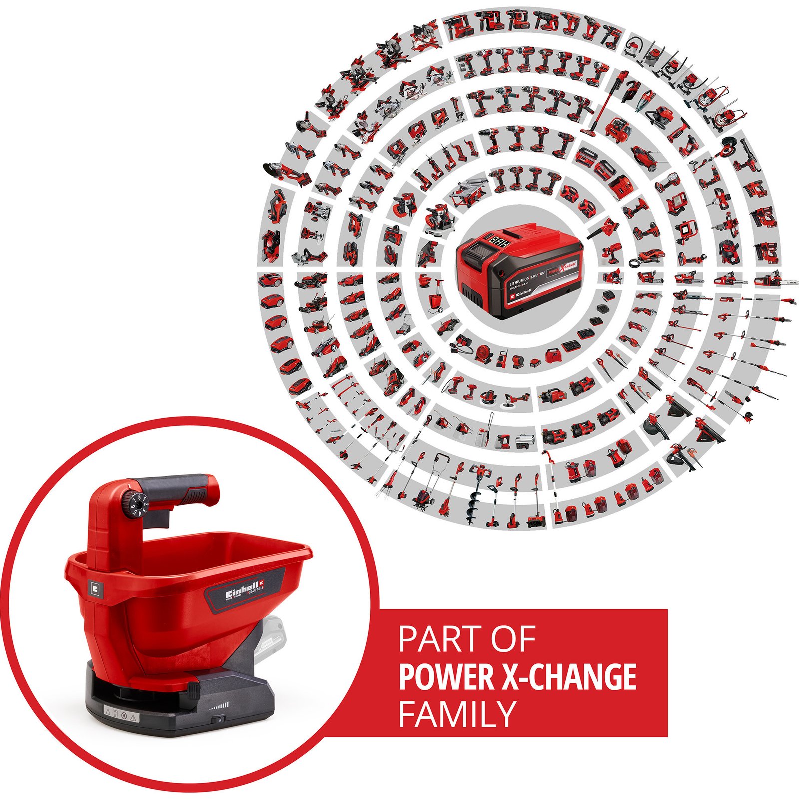 EINHELL Power X-Change Akku-Universal-Streugerät GE-US 18 Li-Solo Rojo - Imagen 2