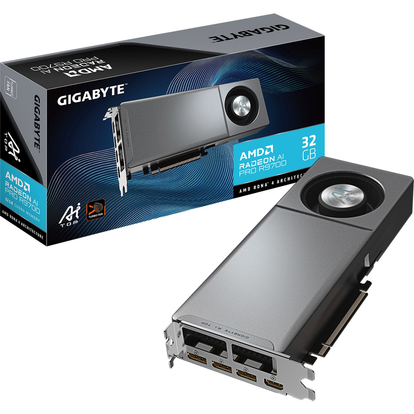 GIGABYTE Radeon™ AI PRO R9700 AI TOP Negro, 32 GB