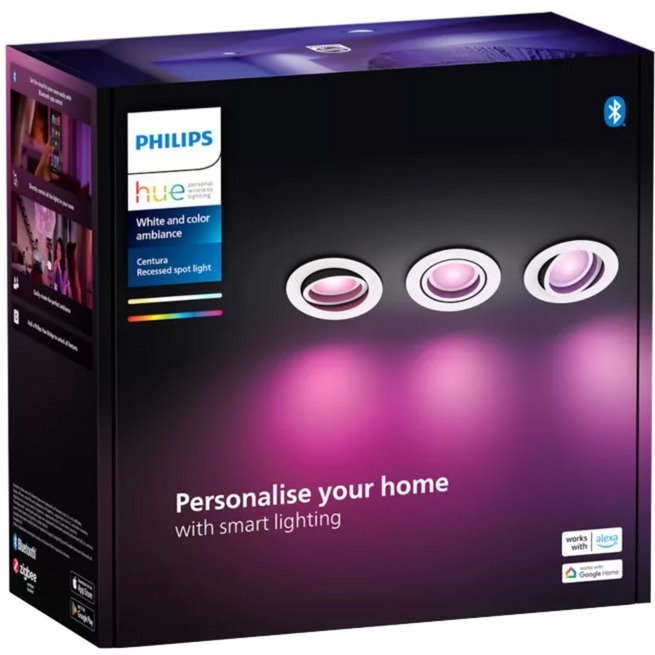 Philips Hue White Ambiance Adore Bathroom Einbau- y Einlege-Downlight (3er-Pack) Plata