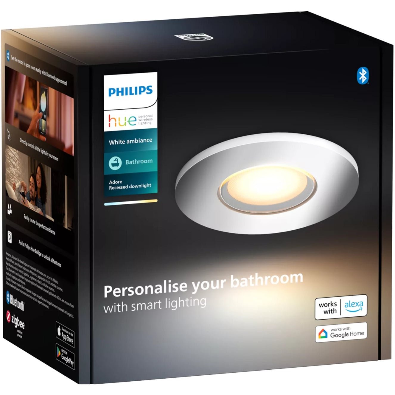 Philips Hue White Ambiance Adore Bathroom Einbau- y Einlege-Downlight Plata