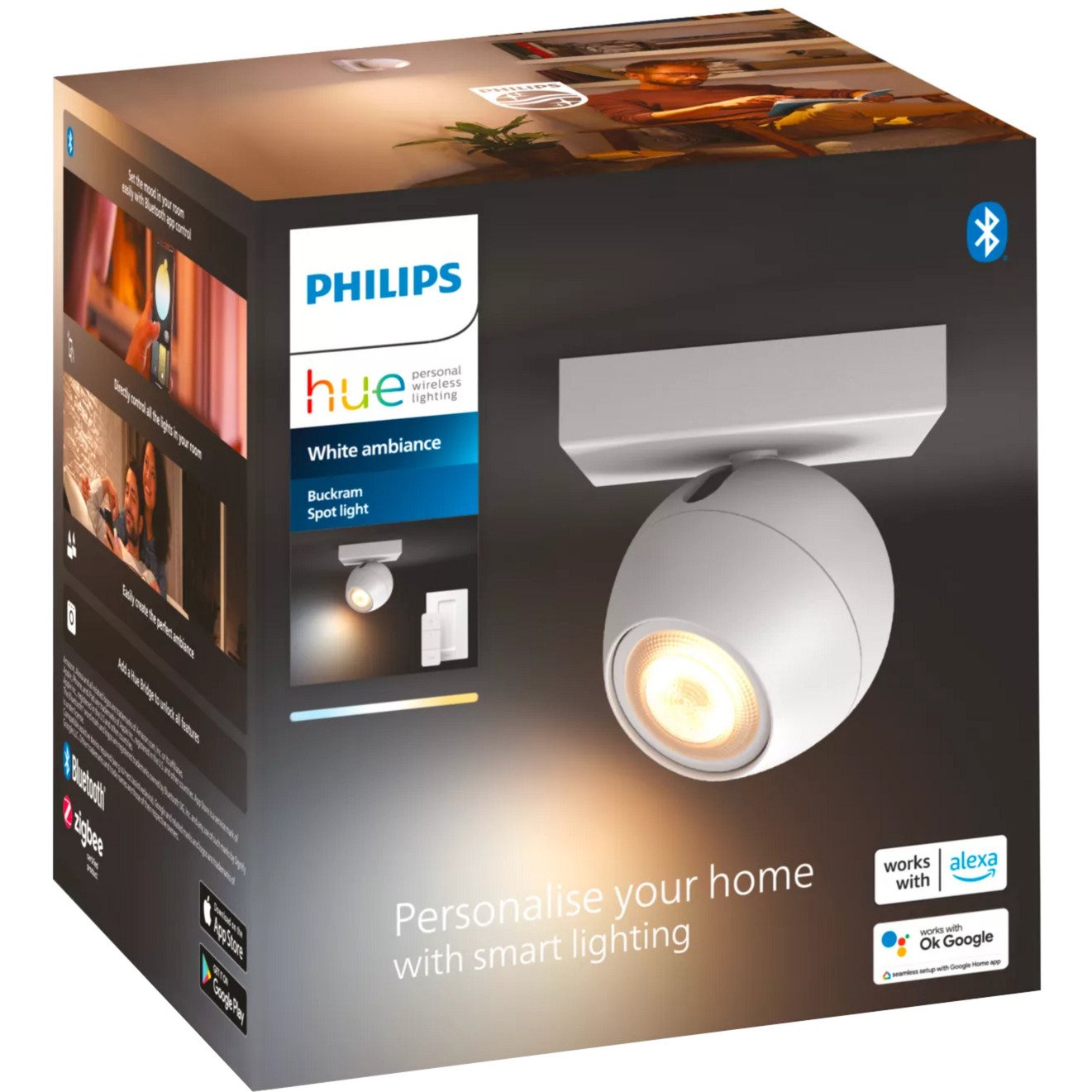 Philips Hue White Ambiance Buckram Einzelspot Blanco