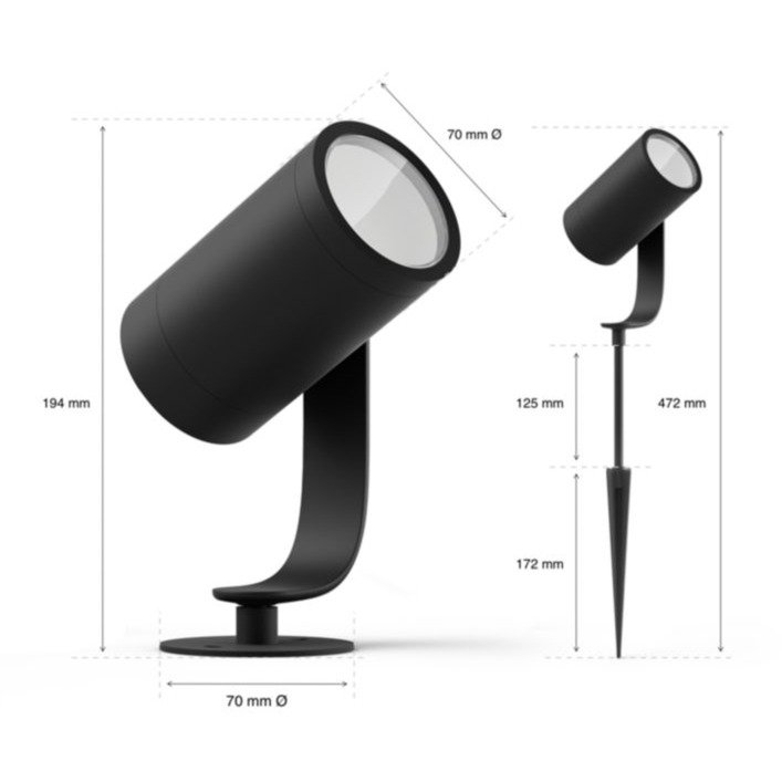 Philips Hue White & Color Ambiance Lily Gartenspot Negro - Imagen 4