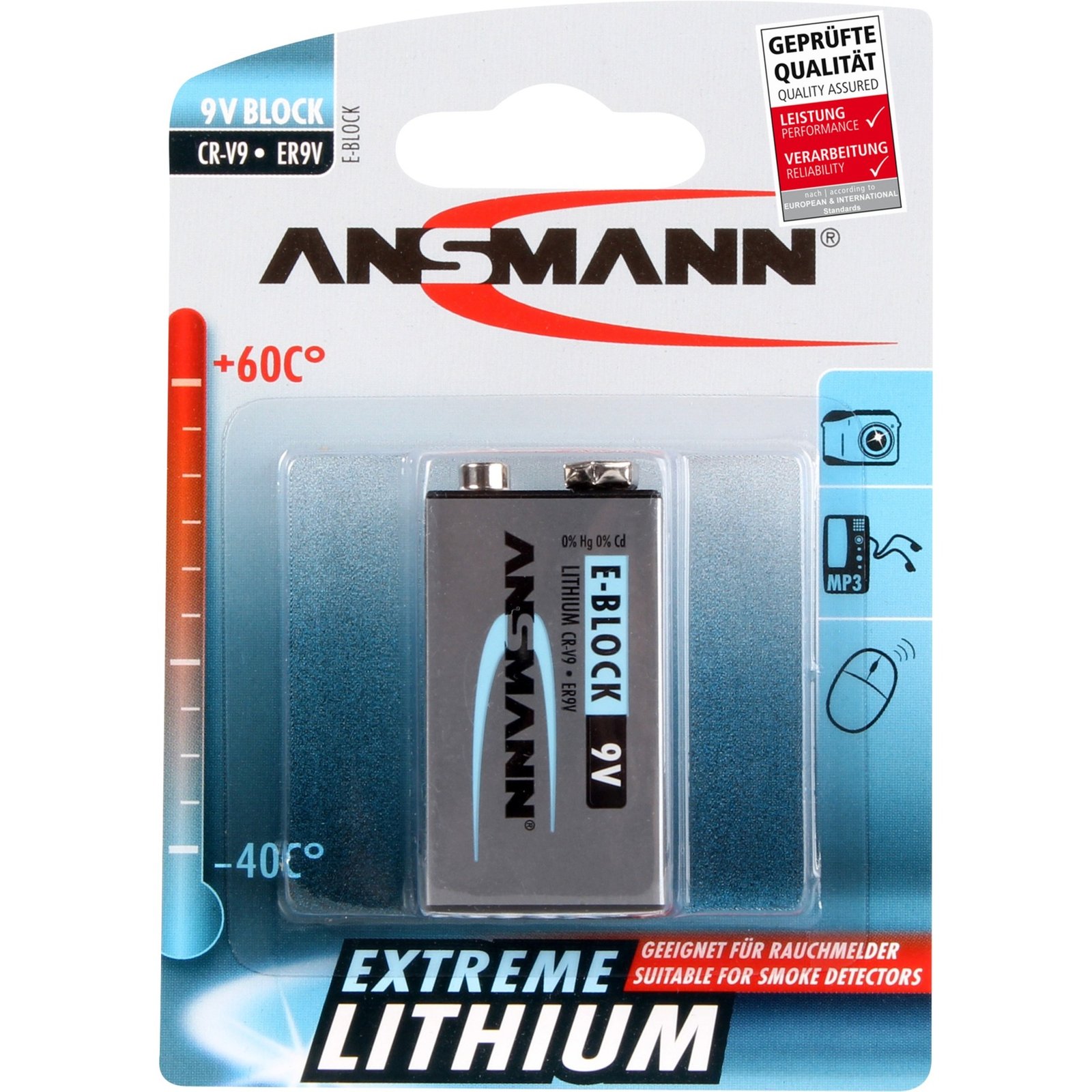 Ansmann Extreme Lithium 9V-Block Plata