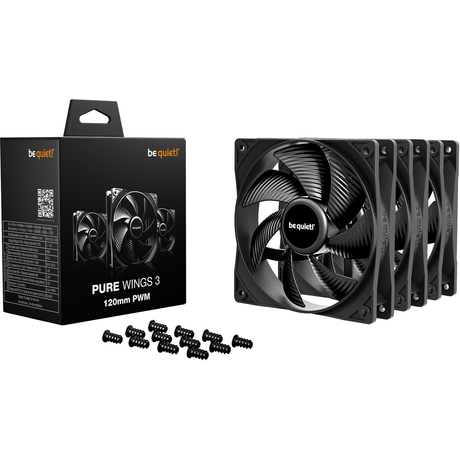 be quiet! Pure Wings 3 120mm PWM 3-Pack Negro