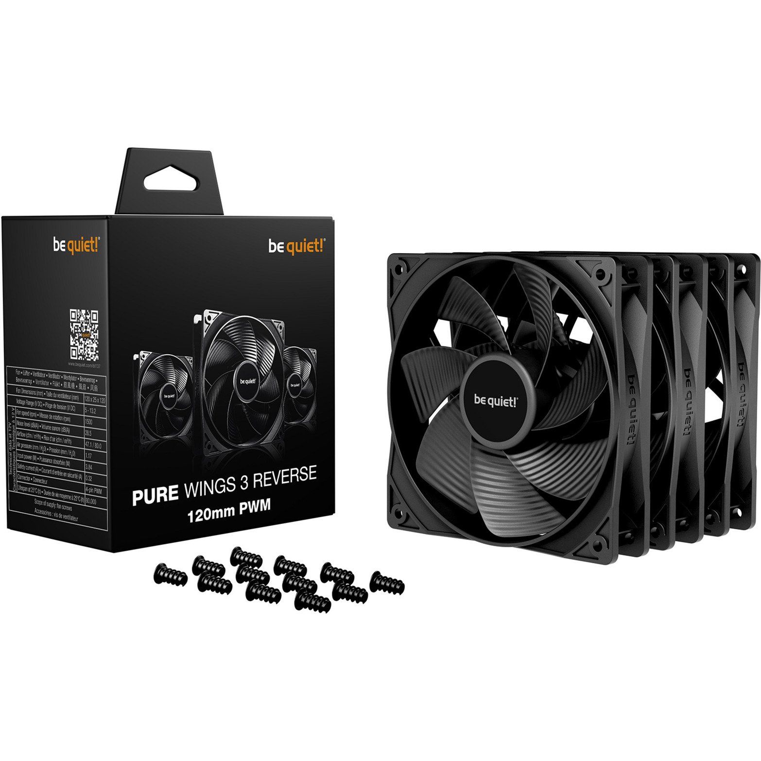 be quiet! Pure Wings 3 120mm PWM Reverse 3-Pack Negro