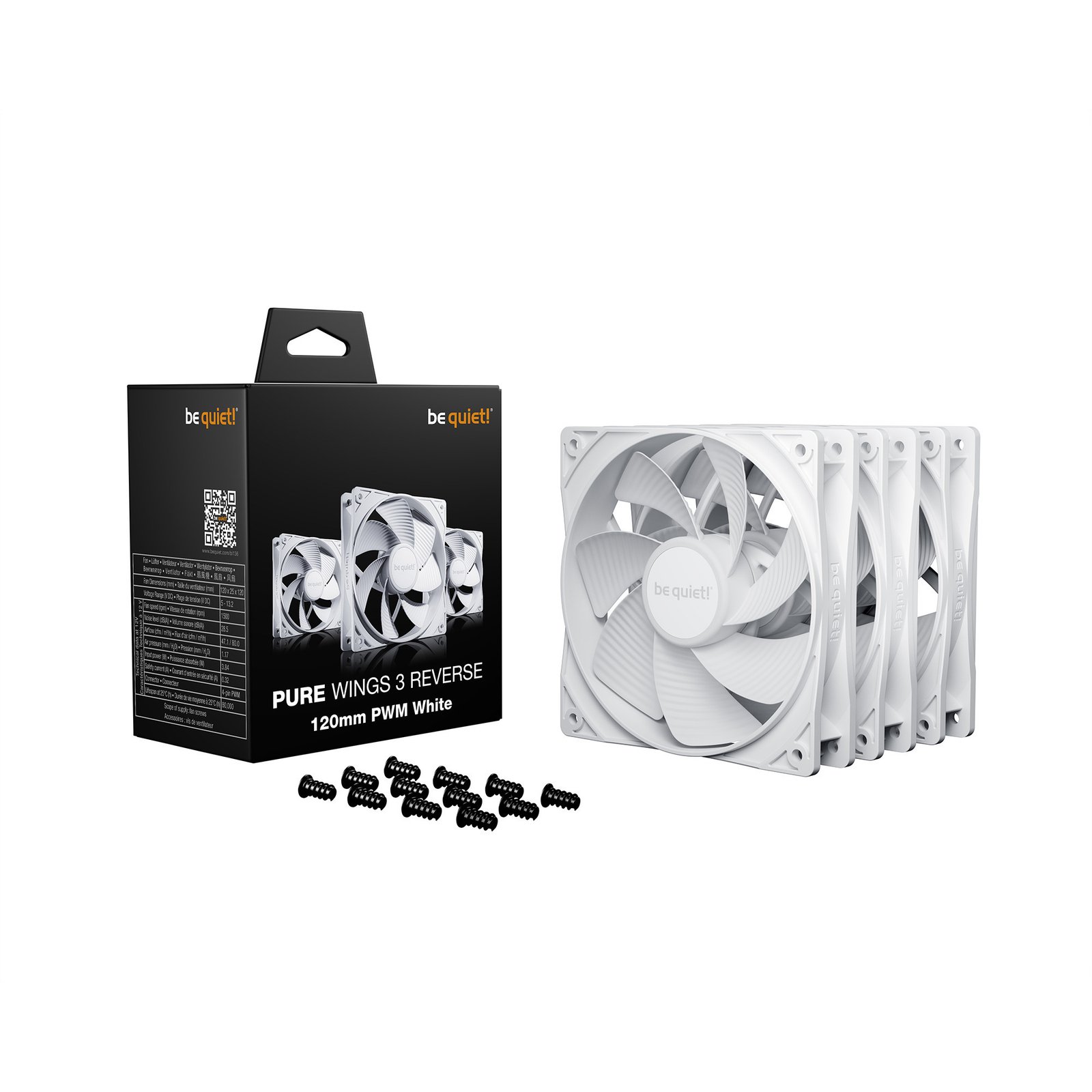 be quiet! Pure Wings 3 120mm PWM Reverse White 3-Pack Blanco