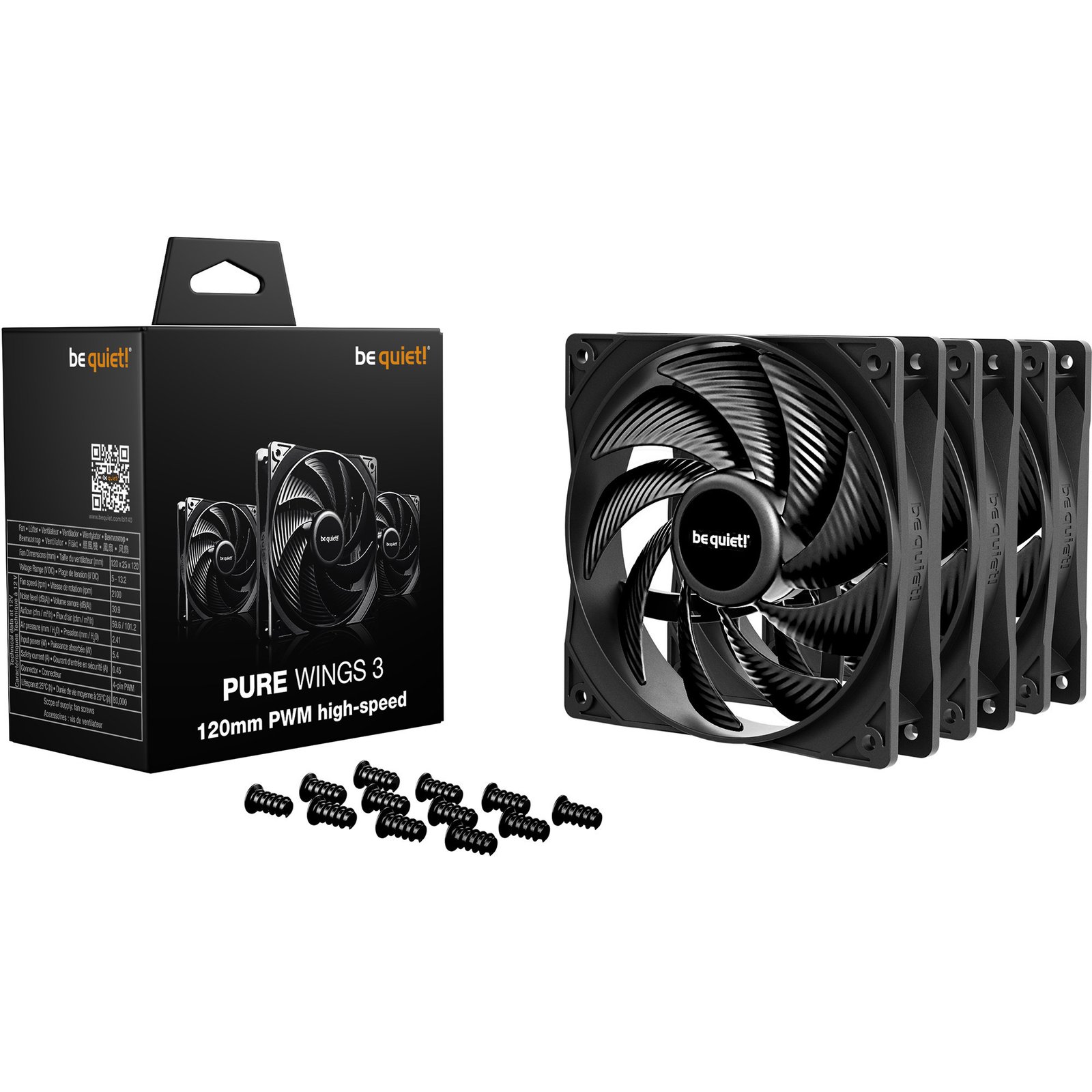 be quiet! Pure Wings 3 120mm PWM high-speed 3-Pack Negro