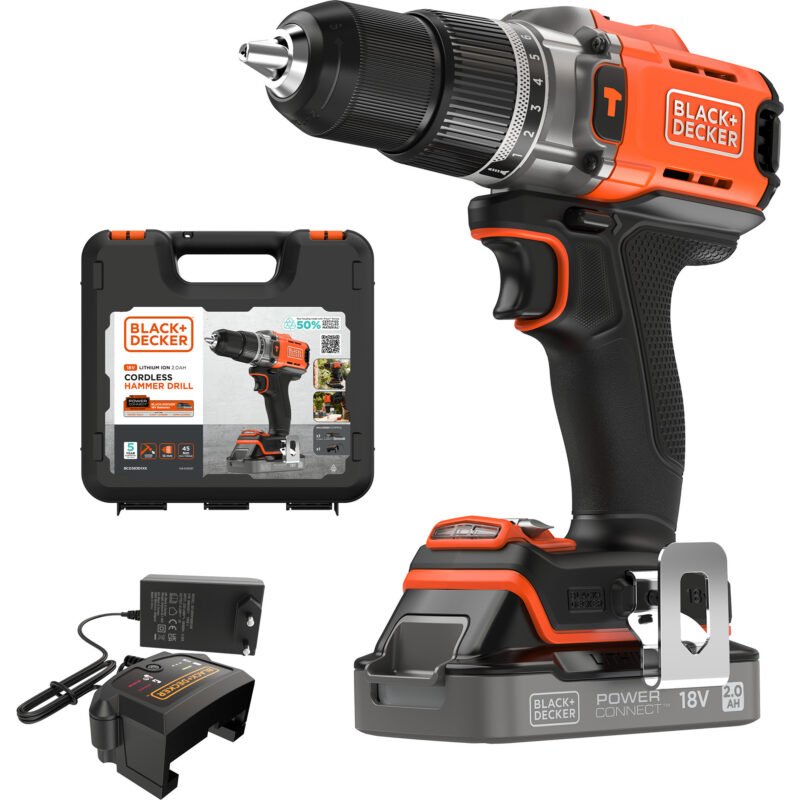 BLACK+DECKER POWERCONNECT Akku-Schlagbohrschrauber BCD383D1XK Naranja