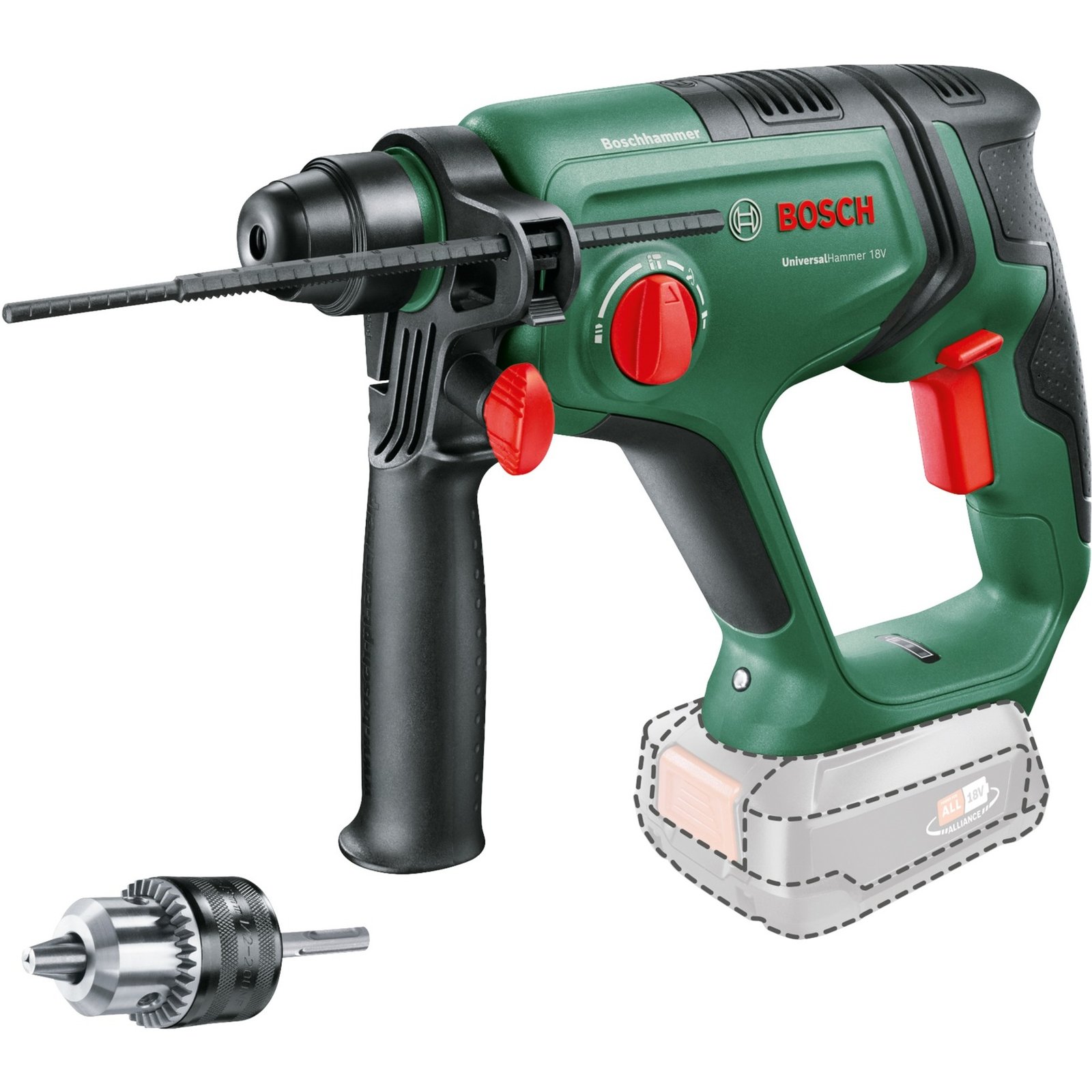 Bosch Akku-Bohrhammer UniversalHammer 18V BARETOOL Verde