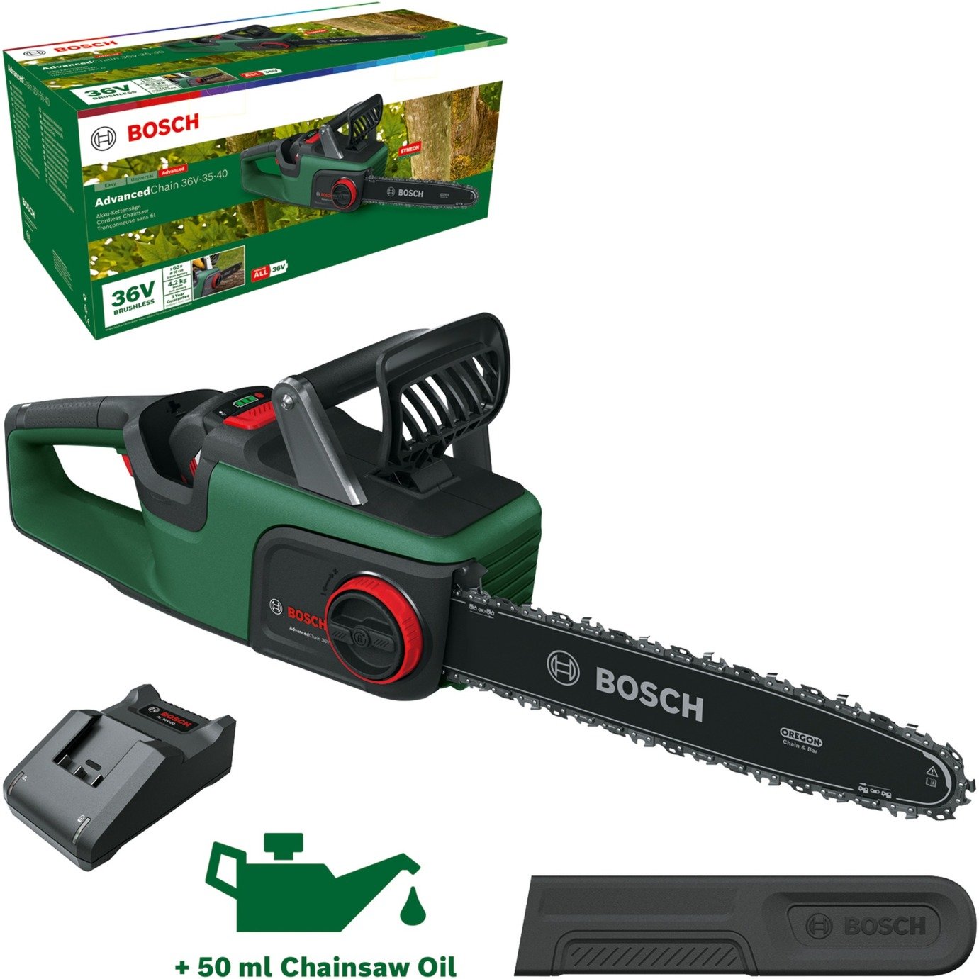 Bosch Akku-Kettensäge AdvancedChain 36V 35-40 Verde