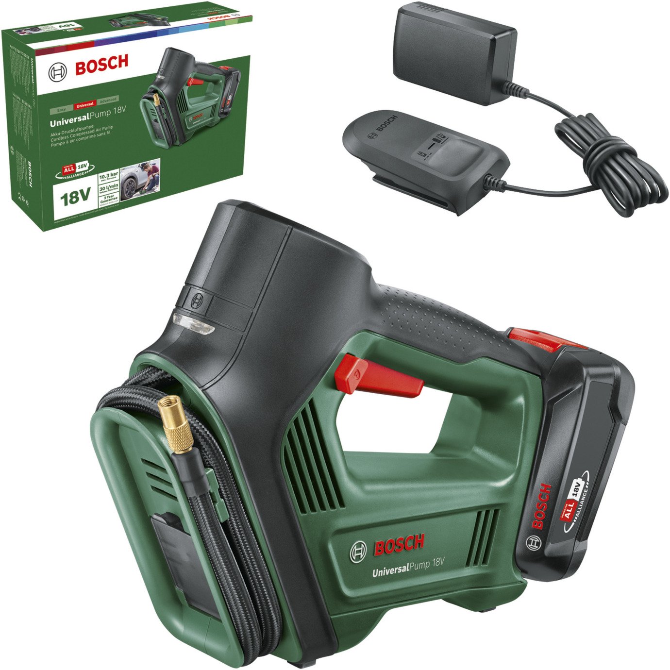 Bosch Akku-Luftpumpe UniversalPump 18V Set Verde