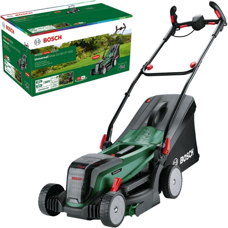 Bosch Akku-Rasenmäher UniversalRotak 2x18V-37-550 Solo Verde