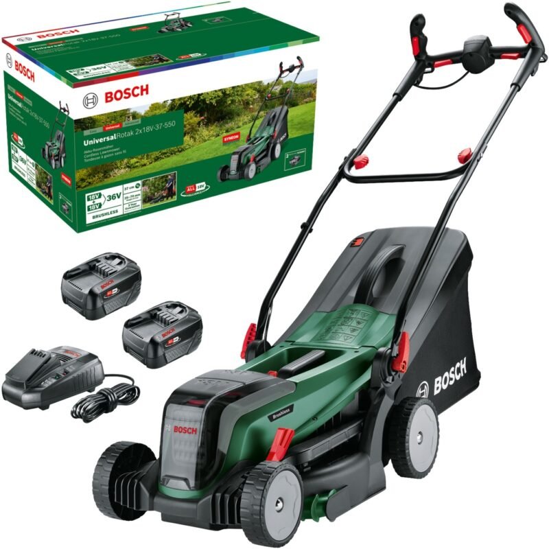 Bosch Akku-Rasenmäher UniversalRotak 2x18V-37-550 Verde