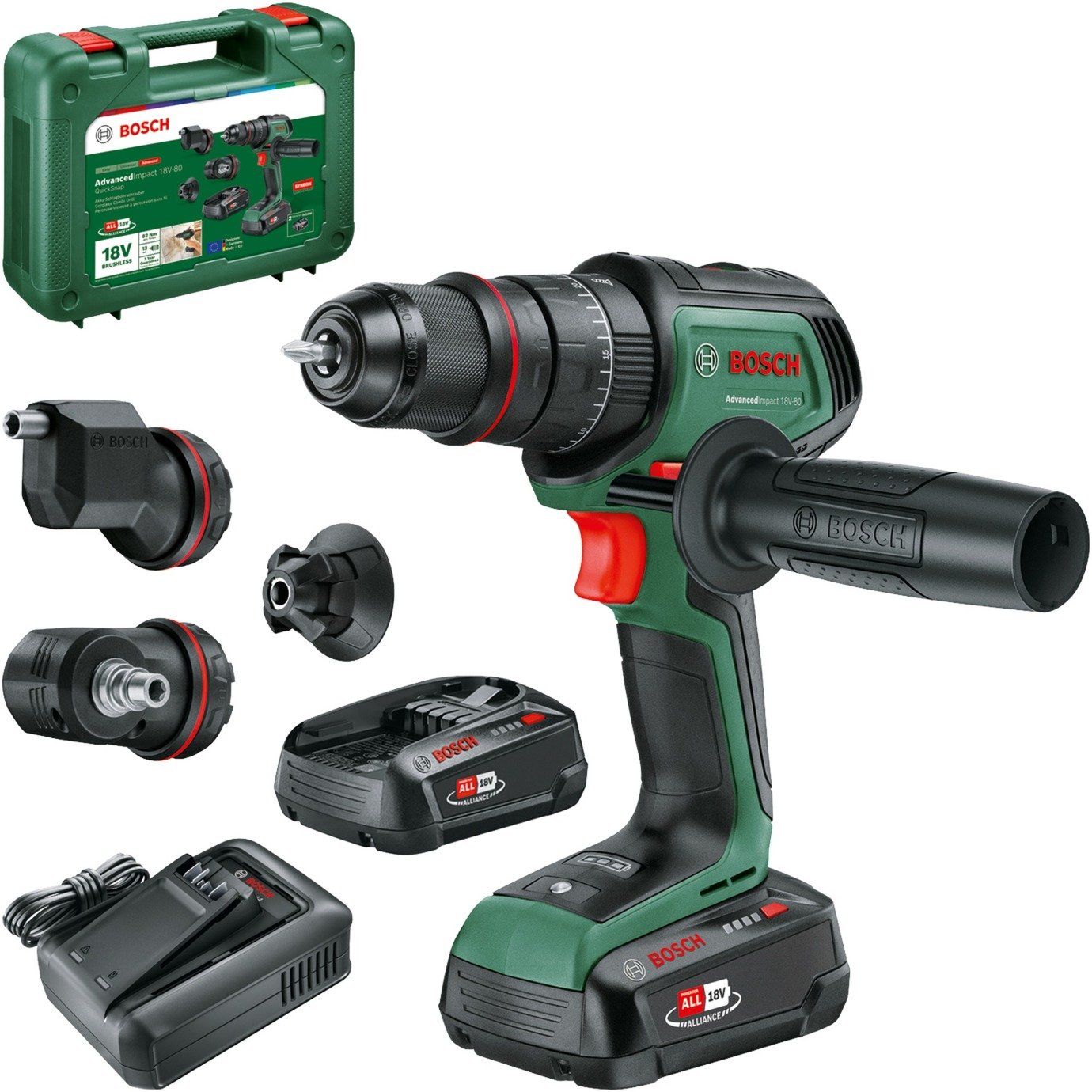 Bosch Akku-Schlagbohrschrauber AdvancedImpact 18V-80 QuickSnap Verde