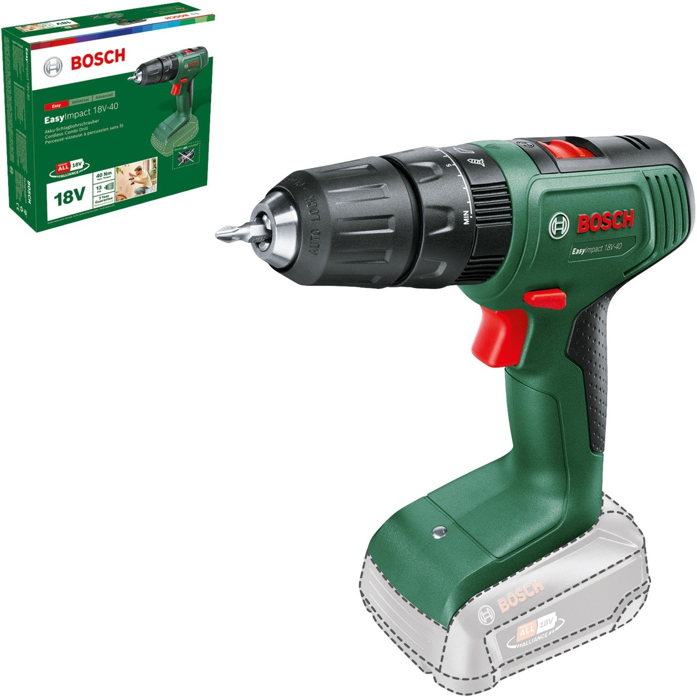 Bosch Akku-Schlagbohrschrauber EasyImpact 18V-40 Verde