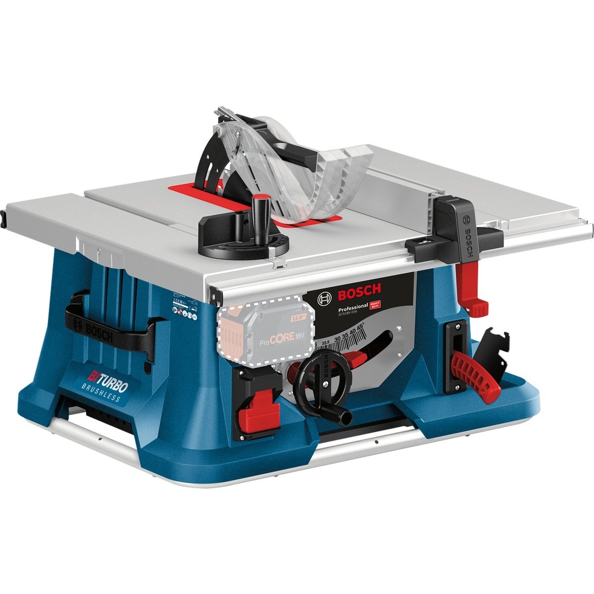 Bosch PRO Akku-Tischkreissäge BITURBO GTS 18V-216 Professional solo Azul