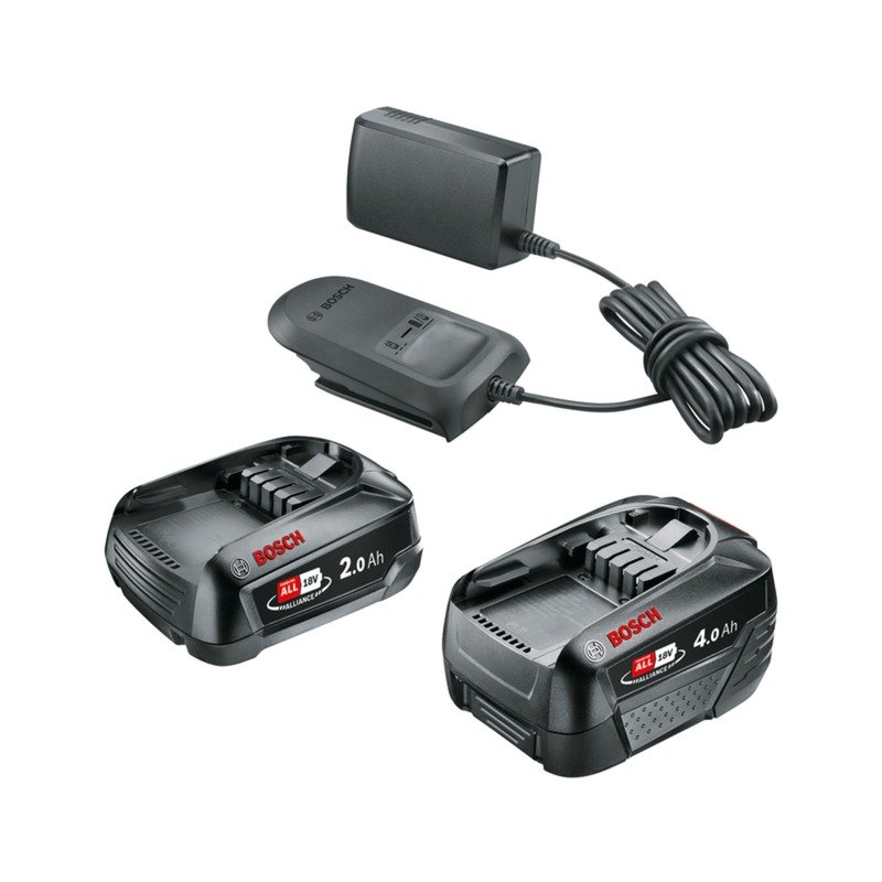 Bosch Starter-Set 18V (PBA 2.0Ah + PBA 4.0Ah + AL 18V-20) Negro