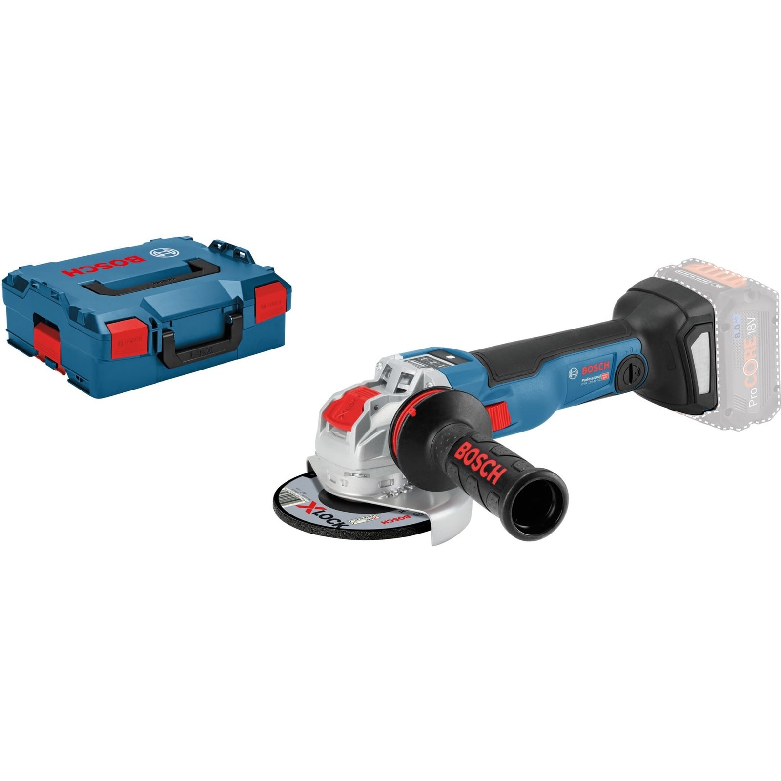 Bosch X-LOCK Akku-Winkelschleifer GWX 18V-10 SC Professional Azul