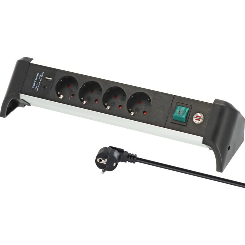 Brennenstuhl Alu-Office-Line Steckdosenleiste 4-fach Negro