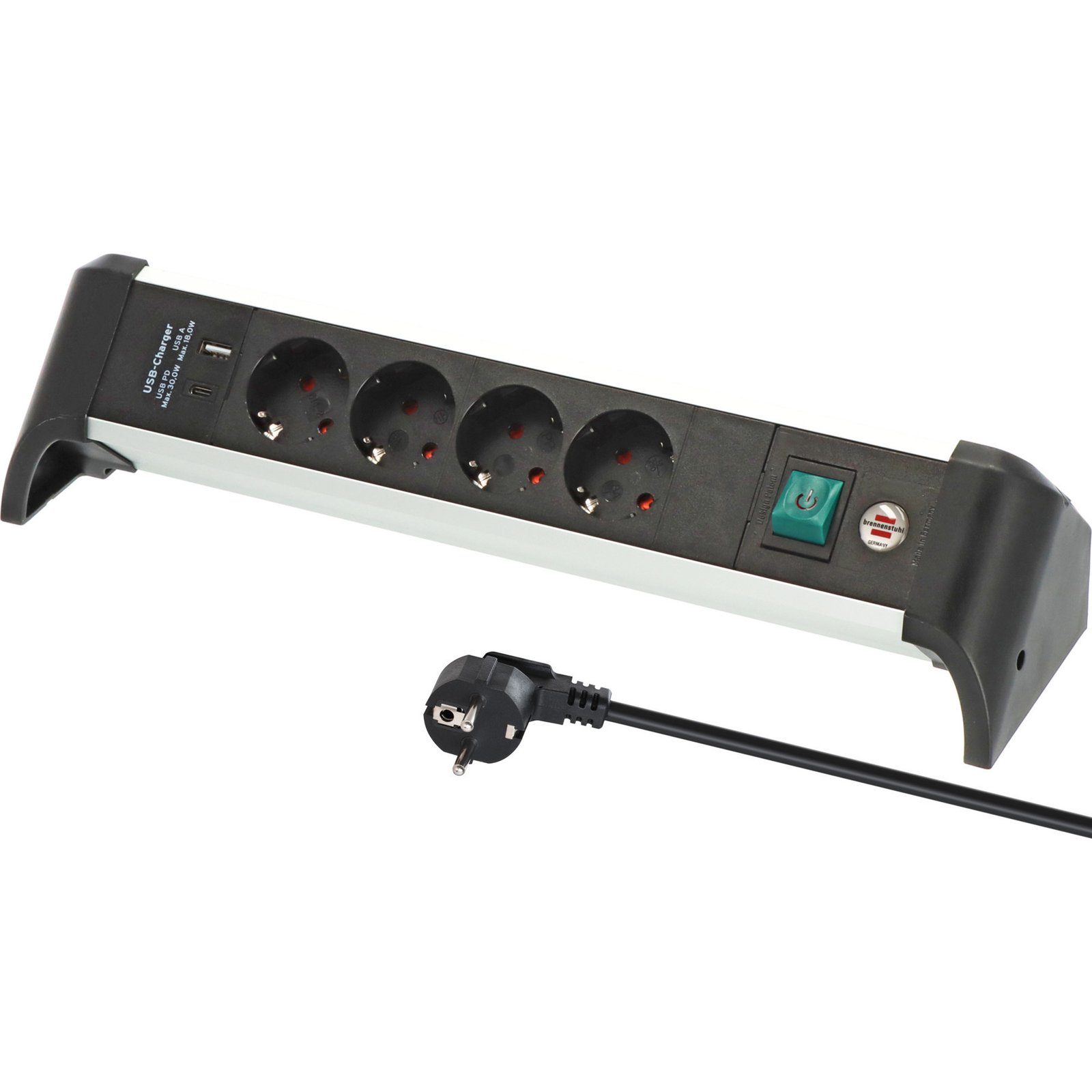 Brennenstuhl Alu-Office-Line Steckdosenleiste 4-fach Negro