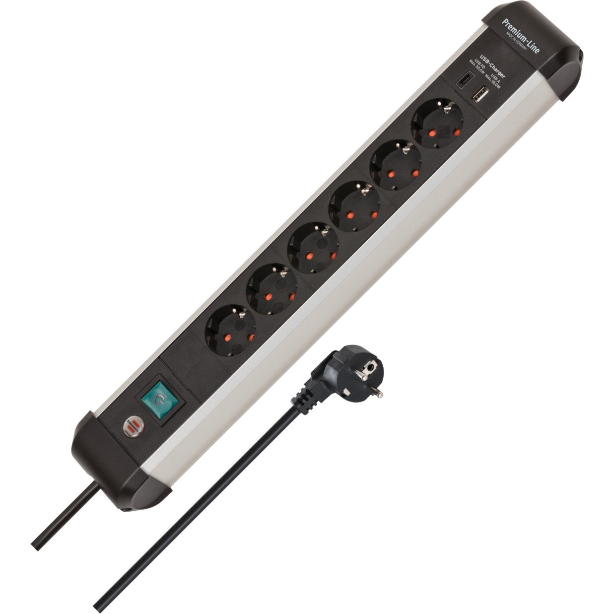Brennenstuhl Premium-Alu-Line Steckdosenleiste 6-fach Negro