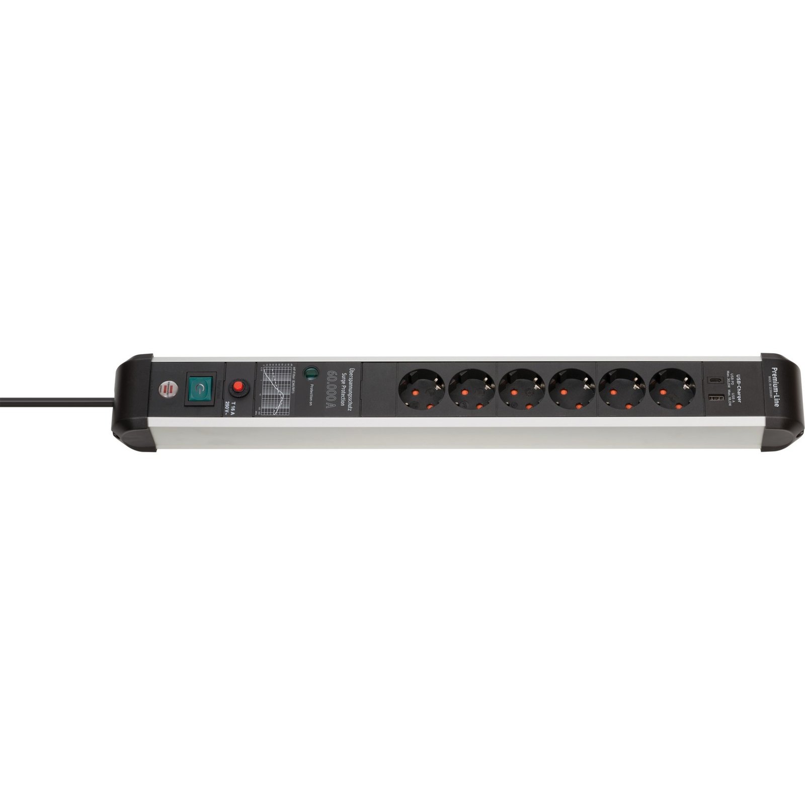 Brennenstuhl Premium-Protect-Line Steckdosenleiste 6-fach Negro